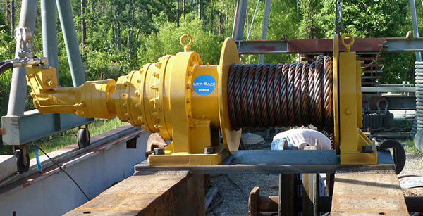 Large yellow construction winch