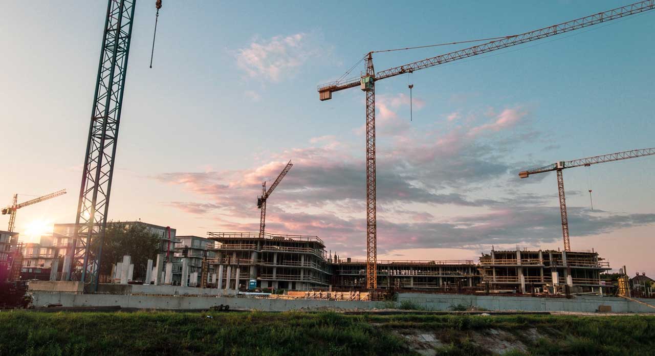 Construction site with cranes